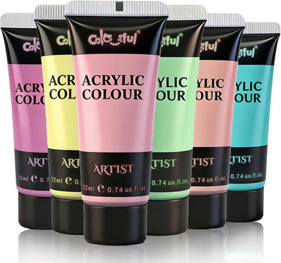 Artist Pastel Acrylic Paint Set, 6 Pack 0.74Oz Each Art Paint, Non Toxic, Highly