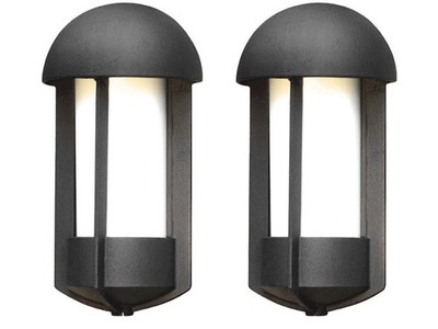 2er Set Außenwandleuchte schwarz, Acrylglas opal, Wandlampe außen, Konstsmide