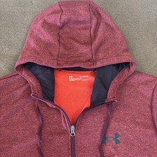UNDER ARMOUR Mens Red Heather Terry Fashion Full Zip Performance Hoodie XL