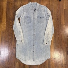 Gap 1969 Denim Dress Women’s Western Pockets Long Sleeve Y2K Blue Sz S