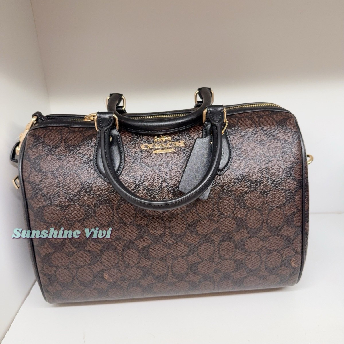 NWT Coach Rowan Large Satchel Bag In Signature Canvas CV959 Gold