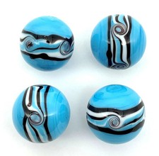 NEW for 2022 16mm "Riptide" Light Blue Handmade Art Glass Marbles Pk 4 5/8th" 