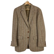 Vintage 80s Baskin Harris Tweed Sport Coat Blazer Jacket Herringbone Stripe