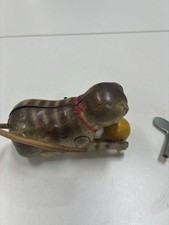 1945-49 U.S.-Zone Germany Tin Litho Wind-Up Cat Toy w/ Ball Key WORKS VTG