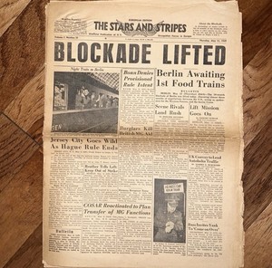 Original Stars & stripes European Ed Blockade Lifted May 12, 1949 Newspaper
