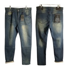 VGB Vintage Genes Black Men's W30x30L Jeans Slim Fit French Terry Denim Blue