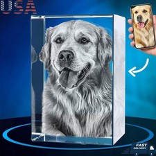 Custom 3D Dog Photo Crystal Memorial Gift Pet Lovers Keepsake Decoration New