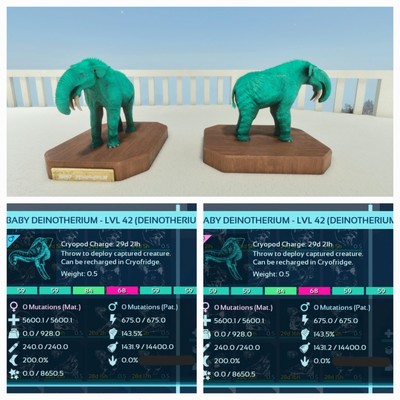 ARK ASCENDED PVE OFFICIAL PAIR BABY DEINOTHERIUM TURQUOISE ID59 ID95 PC/XBOX/PS5