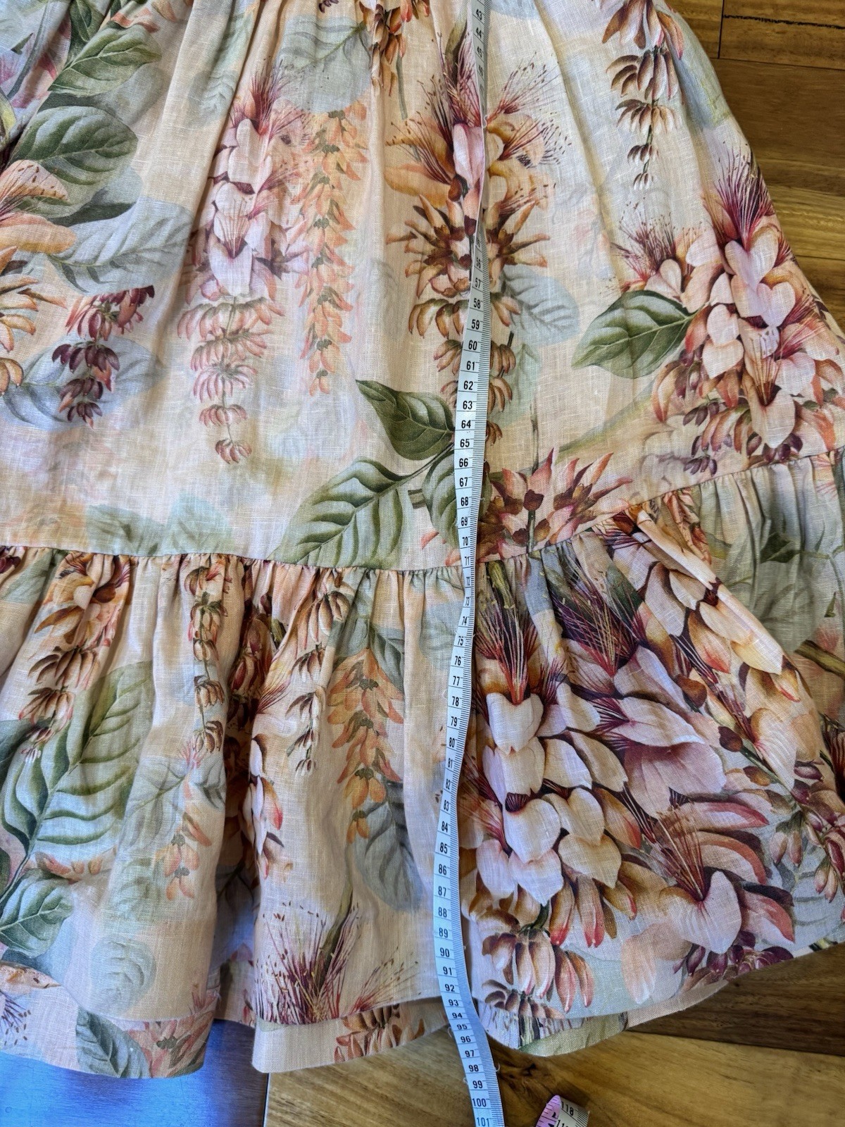 Zimmermann Dress Size 1/AU 10/US 6 Candescent Swing Linen Floral Plunge Mini