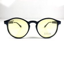 Unisex Black Round Sunglasses With Yellow Lenses NWT