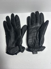 VTG Thinsulate 40 Gram Black Leather Gloves W/Strap Women  s XL Fit more like M