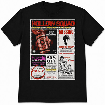 Xavier Wulf Hollow Squad Bootleg Collage shirt