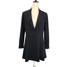 Eva Varro Empire Peplum Jacket Womens Large Black Shapely Career Travel USA Made