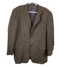 VTG Y2K Valentino Uomo Brown Check Wool Sport Coat Size 40 Retro Classiccore