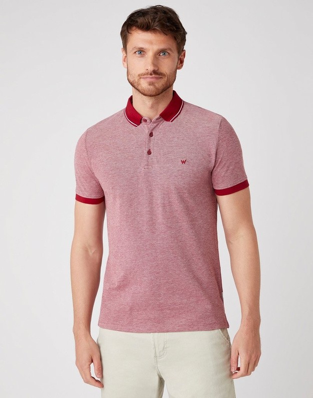 Wrangler Refined Polo Shirt Men's Medium Cotton Short Sleeve Golf Biking Red