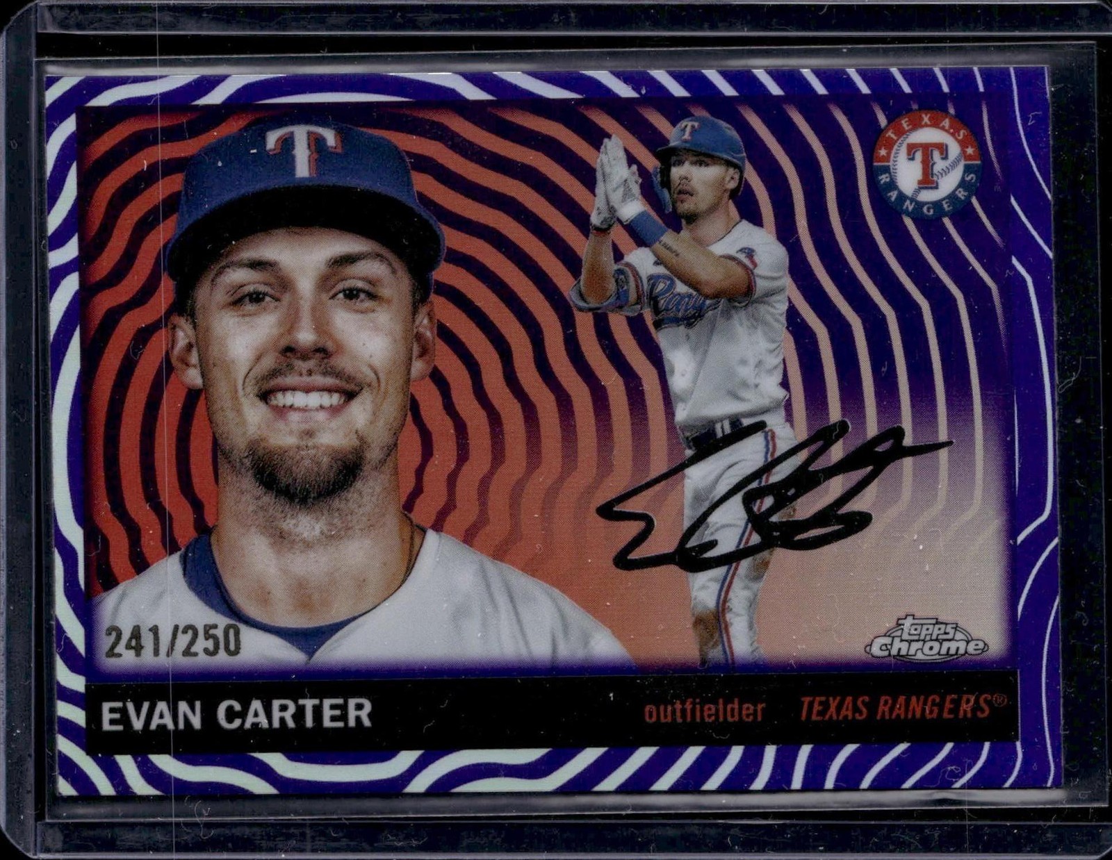 2025 Topps Chrome Platinum #198 Evan Carter Vibrations Refractors #/250