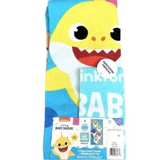 PinkFong BABY SHARK 2-Pc BATH TOWEL SET Towel & Wash Cloth ~ New with Tags