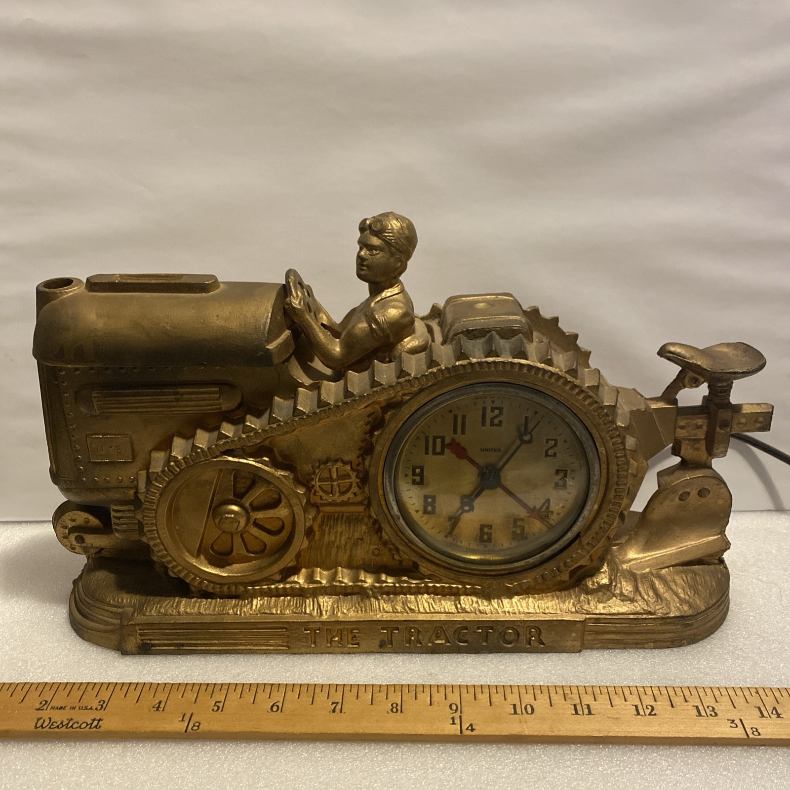 Figural Tractor Clock Cigarette Box, Advertising? Works