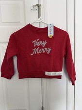 Cat and Jack Girls Very Merry Sparkly Christmas Sweatshirt Size XS 4/5 NWT