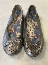 Vionic Womens Spark Surin Pewter Leather Slip On Arch Support Ballet Flat Sz 8.5