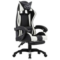 Gaming-Stuhl Mit FußStüTze Weiß Und Schwarz Kunstleder