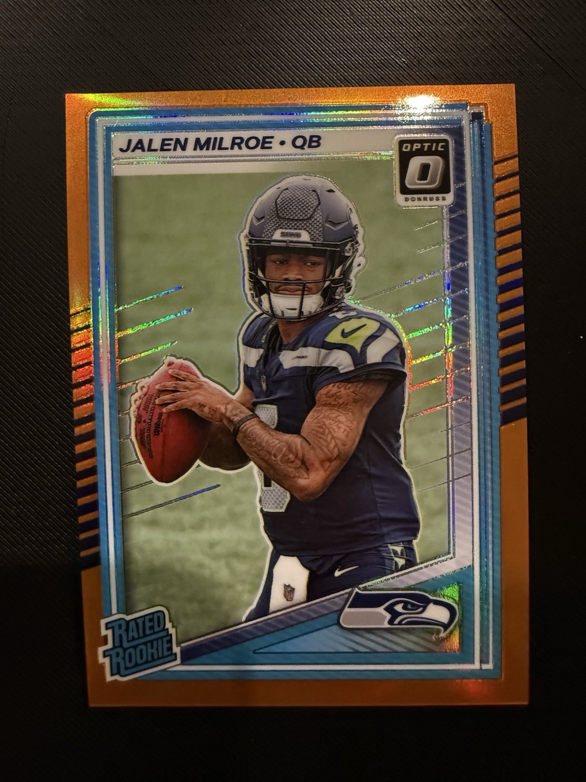 2025 Panini Donruss Optic Jalen Milroe #253 Orange Prizm /299 Seahawks