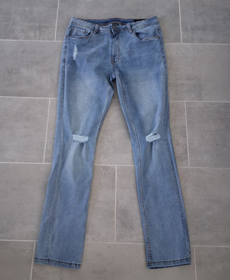 The Perfect Jean NYC Slim Fit Jeans Men's Size 34x34 Light Wash Distressed EUC