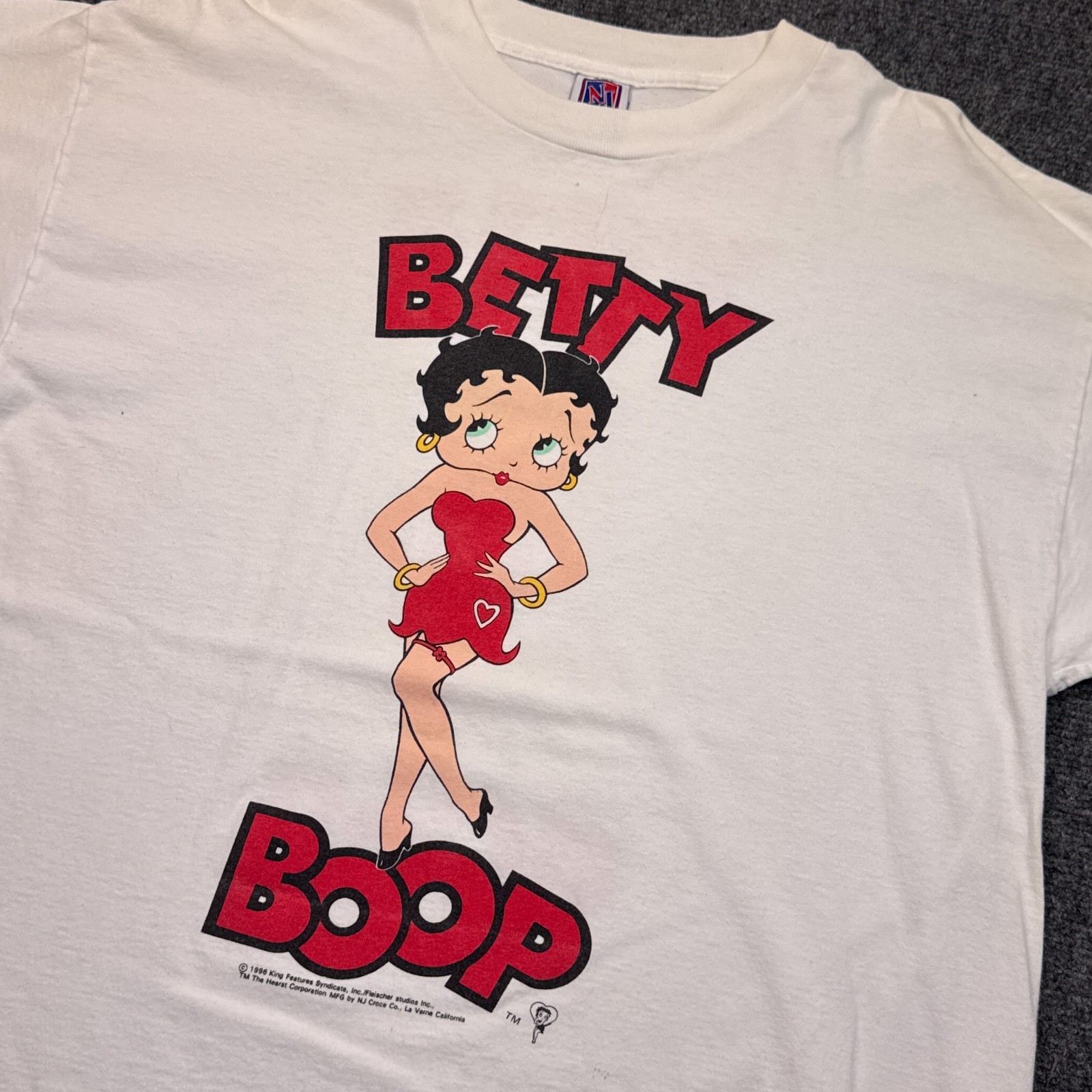 Vintage 90s Betty Boop Double Sided Tee Adult Size XL USA Made White Tee
