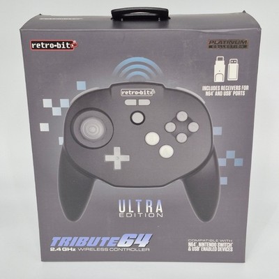 Retro-Bit Tribute64 Ultra Edition 2.4 Ghz Wireless N64 Controller Black - Rare!