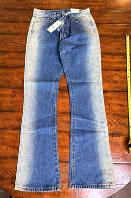 MNML Men's B674 Spray Flared Denim Blue Jeans - Size 31