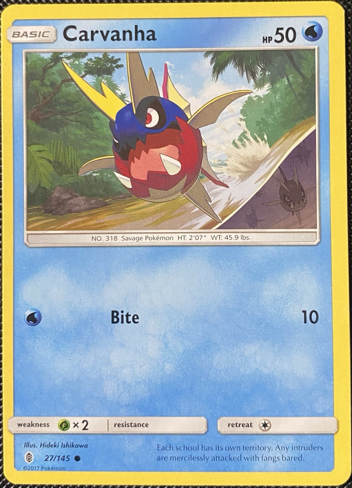 Carvanha 27/145 Sm-Guardians Rising Regular - Pokémon Card