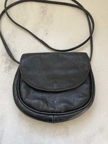 Schwarze Vintage Leder Umhängetasche Handtasche - Bild 10 von 10