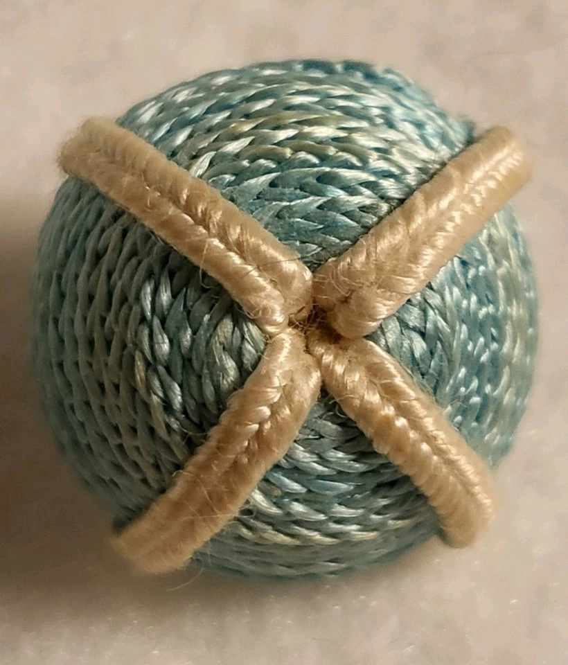 Six Cone-shaped Fabric Buttons Light Blue  With White Accents - Image 3 of 3
