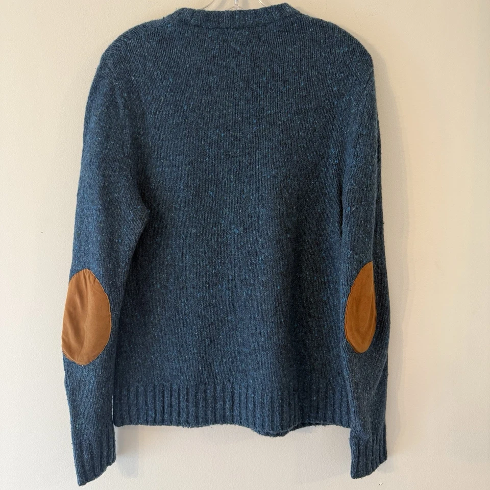 Suéter masculino Bonobos pequeno azul-petróleo slim fit lã merino alpaca mistura cotovelo remendos - Imagem 2 de 4