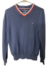 Tommy Hilfiger Men  s Navy V-Neck Sweater XS Classic Cotton Preppy Pullover