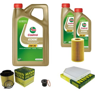 MANN-FILTER Inspektionspaket 7 L Castrol EDGE Titanium FST 5W-30 für Audi A5