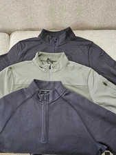 🔥 LOT of 3 Ten Thousand Mens Black & Olive Large Thermal 1/4 Zip NWOT / Used
