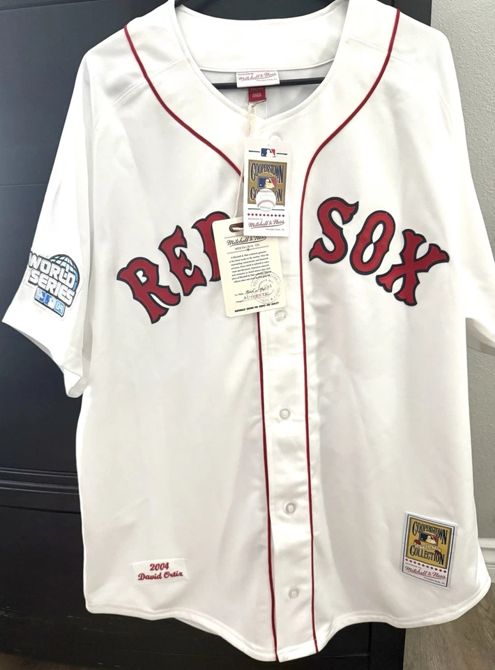Camiseta David Ortiz autografada Mitchell & Ness 2004 WS fanáticos e liga principal de beisebol autêntica - Imagem 3 de 4