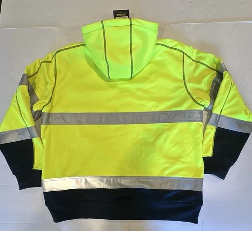 Bisley Workwear Jacket Hooded Zipper ANSI 107 R Class 3 Yellow Navy Reflect 2XL image 20