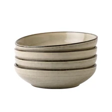 Tempus Pasta Bowls Set of 4, 40 oz Bowls for Kitchen, Stoneware Deep Serving ...