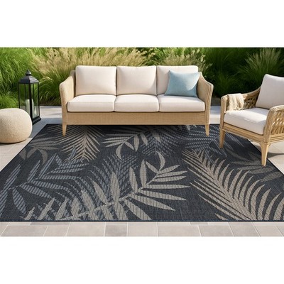 Rugshop Rugs Bahama Palm Frond Indoor Outdoor Rugs Patio Carpet Garden Rug 5x7