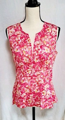 New MSRP $395 Derek Lam 10 Crosby Floral Sleeveless 100% Cotton Top Womens Sz 4