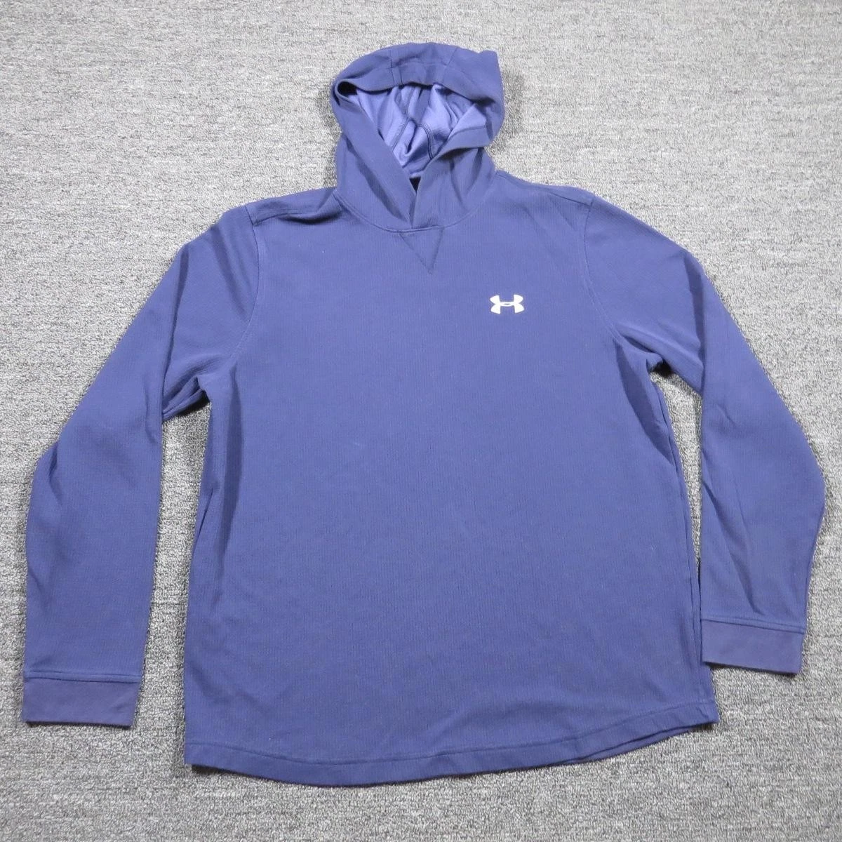 Under Armour Hoodie Sweatshirt Mens Large Blue ColdGear Thermal Pullover Loose