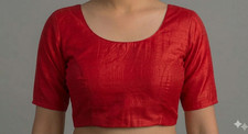 Way2Like Dupion Silk Saree Blouse Round Neck Readymade Stitched Choli Crop Top