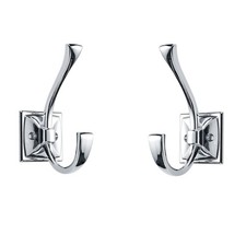 2-Pack 4.35-inch Large Wall Hooks, Polished Chrome, Double, Coat, Towel, Robe