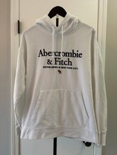 Abercrombie Fitch Soft A F Fleece Graphic Hoodie White Size Medium