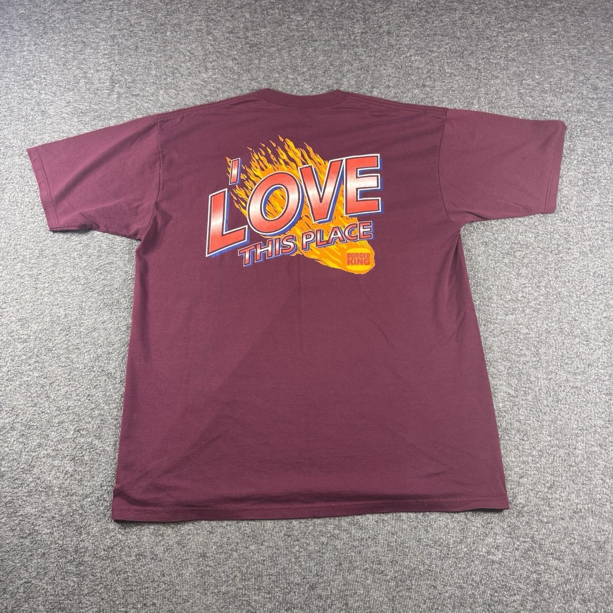 Vintage Burger King Shirt Mens XL Burgundy TV Promo I Love This