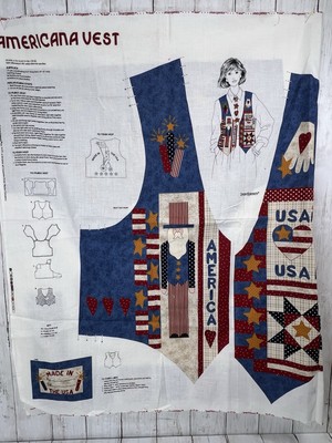 Cut Sew Panel Vest Multi Size Americana Patriotic RWB Patchwork Cranston VIP