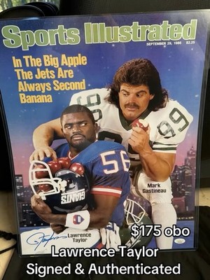 Lawrence Taylor & Mark Gastineau signed 16x20 Sports Illustrated cover JSA