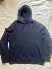 Stussy XL Black on Black Logo Hoodie Sweatshirt Made in USA